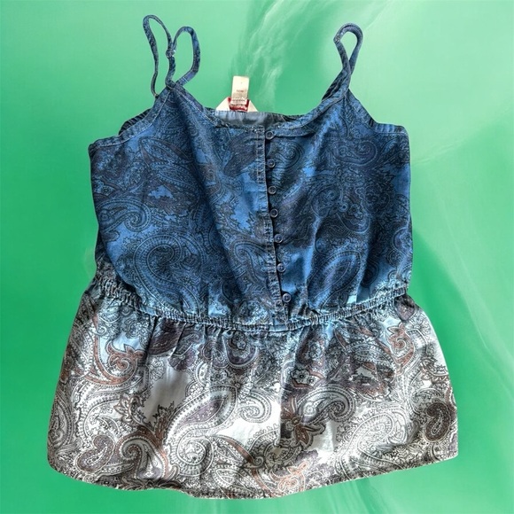 Arizona Jean Company Blue Gradient Paisley Patterned Peplum Tank Top - Medium - Picture 1 of 8